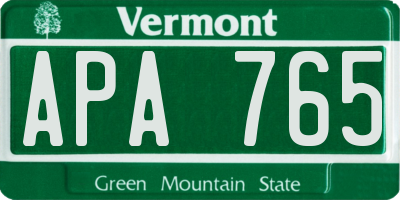 VT license plate APA765
