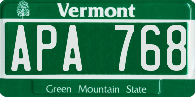 VT license plate APA768