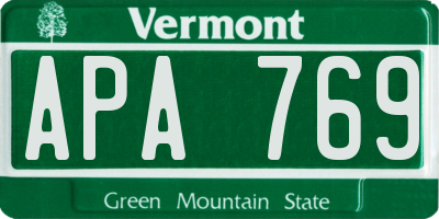 VT license plate APA769