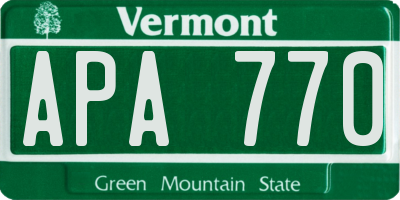 VT license plate APA770