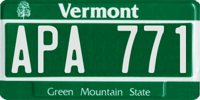 VT license plate APA771