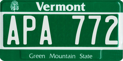 VT license plate APA772