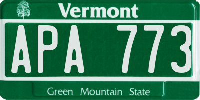 VT license plate APA773