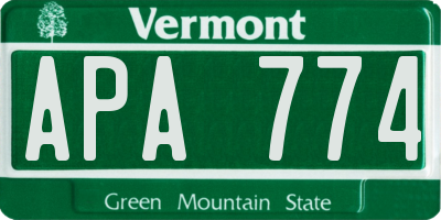 VT license plate APA774