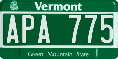 VT license plate APA775