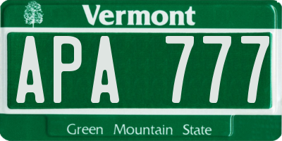 VT license plate APA777