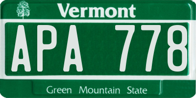 VT license plate APA778
