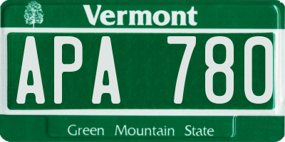 VT license plate APA780