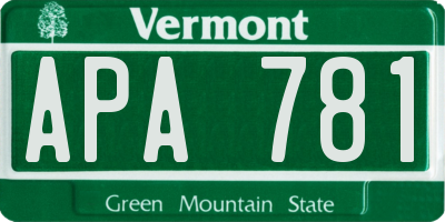 VT license plate APA781
