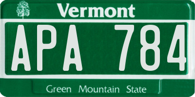 VT license plate APA784