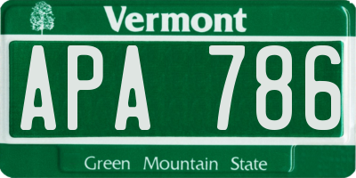 VT license plate APA786