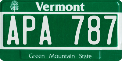 VT license plate APA787