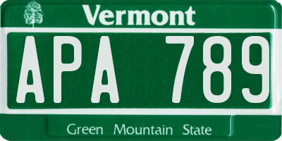 VT license plate APA789