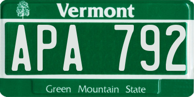 VT license plate APA792