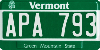VT license plate APA793