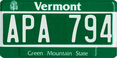 VT license plate APA794