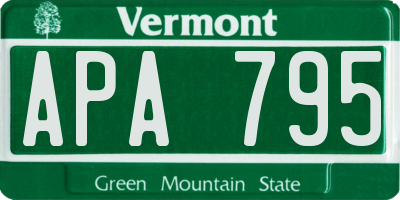 VT license plate APA795
