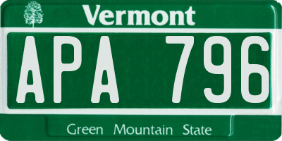 VT license plate APA796