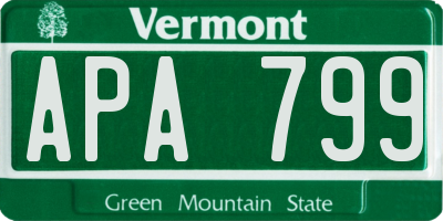 VT license plate APA799