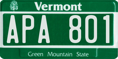 VT license plate APA801