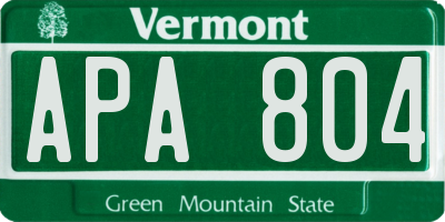 VT license plate APA804