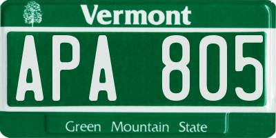 VT license plate APA805