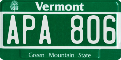 VT license plate APA806