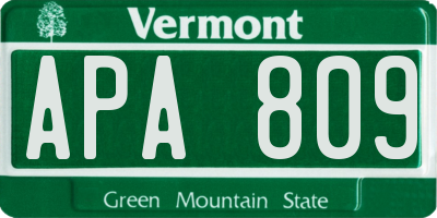 VT license plate APA809