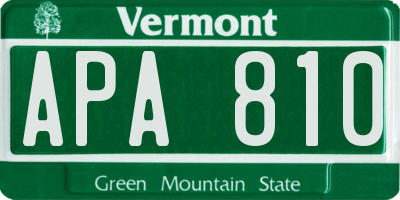 VT license plate APA810