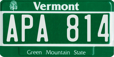 VT license plate APA814