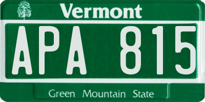 VT license plate APA815