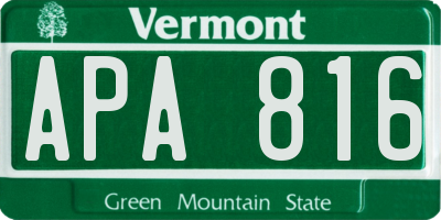 VT license plate APA816