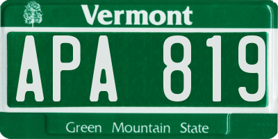 VT license plate APA819