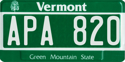 VT license plate APA820