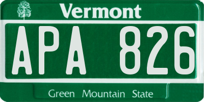 VT license plate APA826