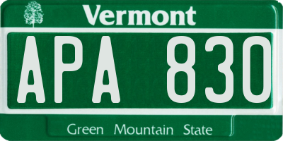 VT license plate APA830