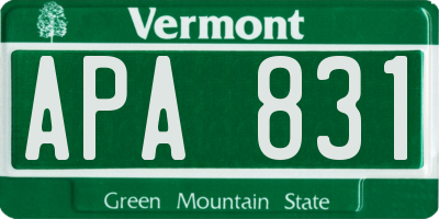 VT license plate APA831