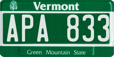 VT license plate APA833