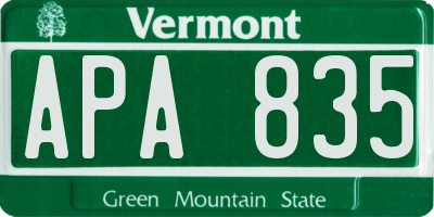 VT license plate APA835