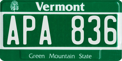 VT license plate APA836