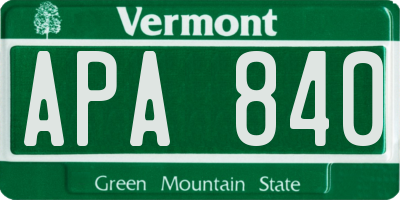 VT license plate APA840
