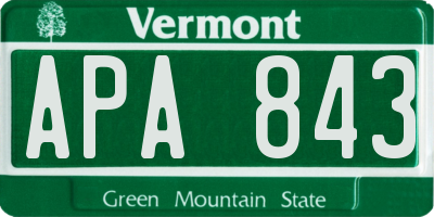 VT license plate APA843