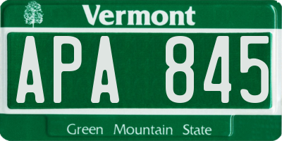 VT license plate APA845