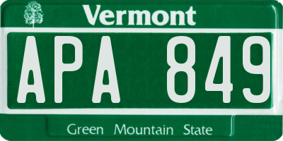 VT license plate APA849