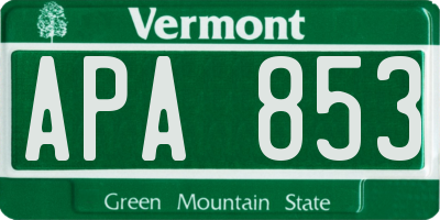 VT license plate APA853