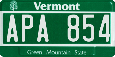 VT license plate APA854