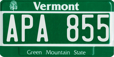 VT license plate APA855