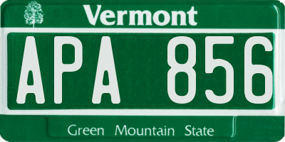 VT license plate APA856