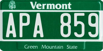 VT license plate APA859