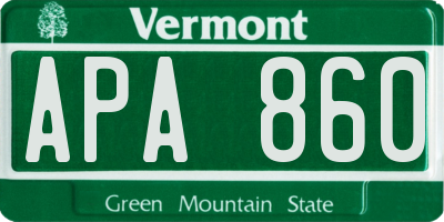 VT license plate APA860